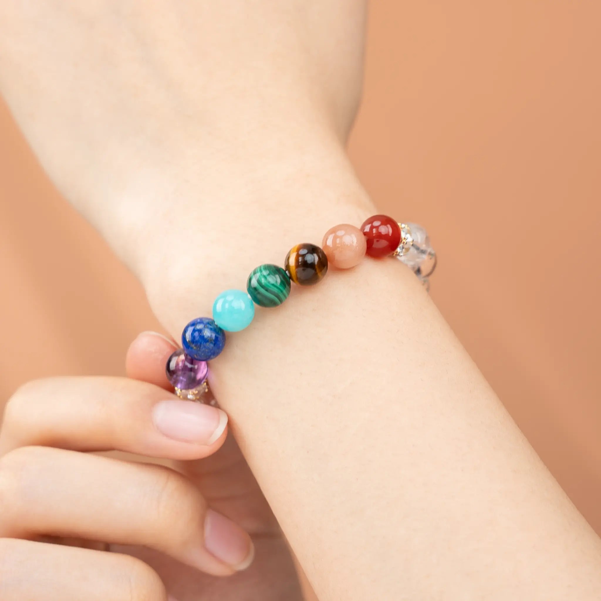 Chakra Gemstone Beaded Bracelet - 7 Chakra & Azeztulite