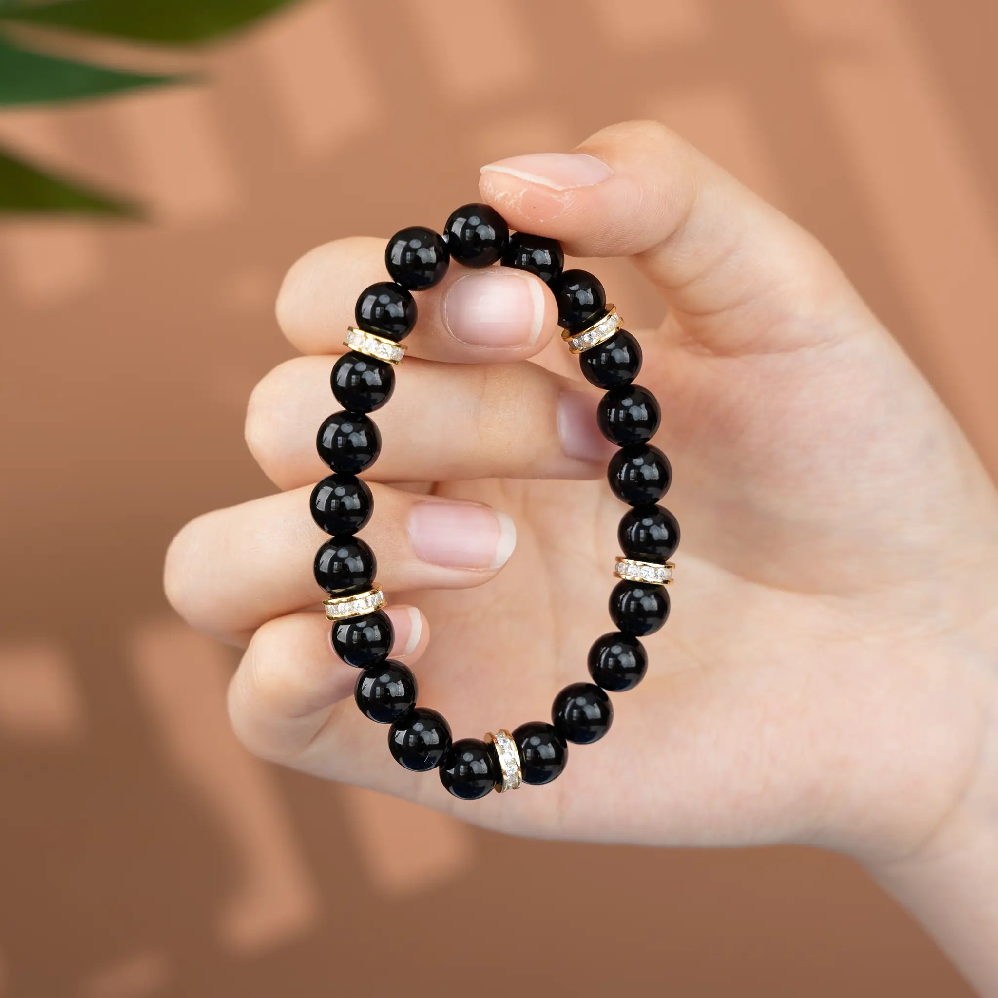 Energy Balance Gemstone Beaded Bracelet - Black Agate