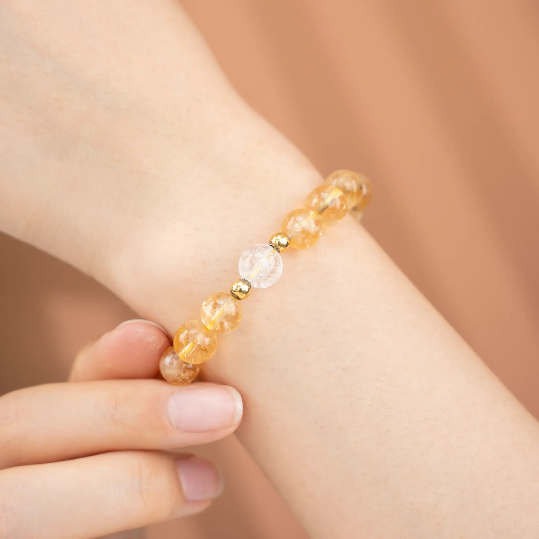 Element Fusion Gemstone Beaded Bracelet - Citrine & Azeztulite