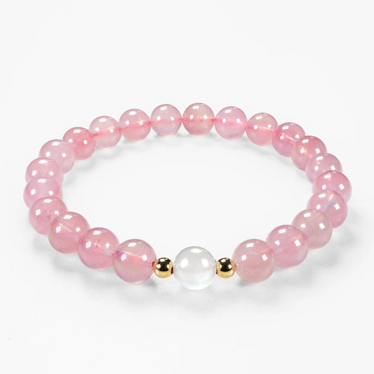 Element Fusion Gemstone Beaded Bracelet - Rose Quartz & Moonstone - SENLLY