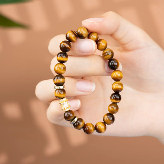 Crystal Balance Gemstone Beaded Bracelet - Tiger's Eye