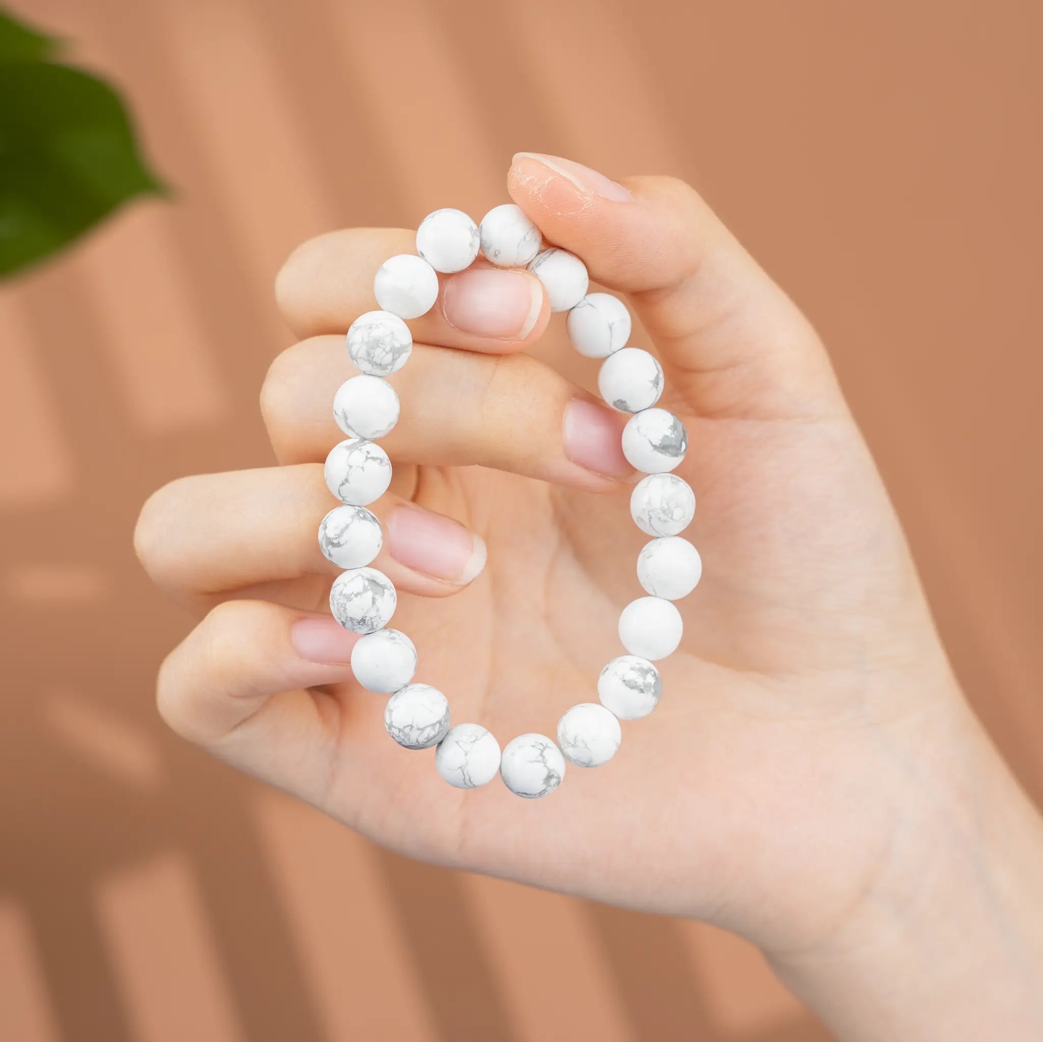 ‌Solid Color Gemstone Beaded Bracelet - Howlite