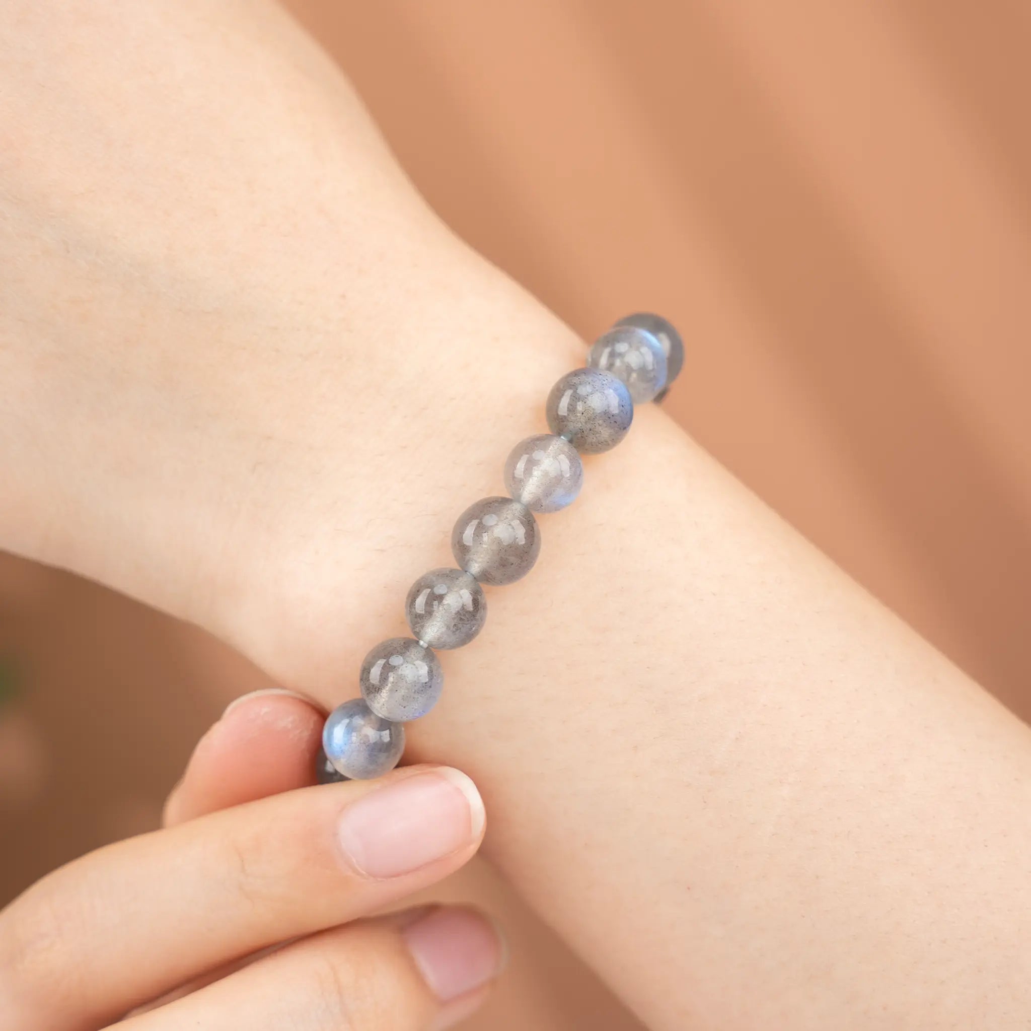 ‌Solid Color Gemstone Beaded Bracelet - Labradorite