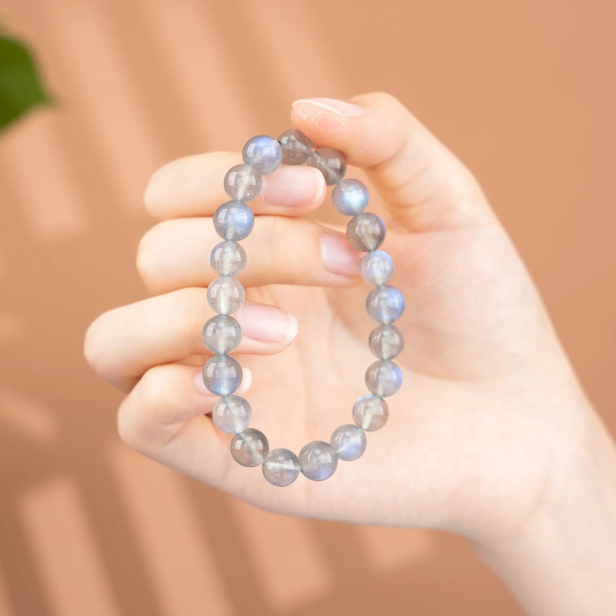 ‌Solid Color Gemstone Beaded Bracelet - Labradorite