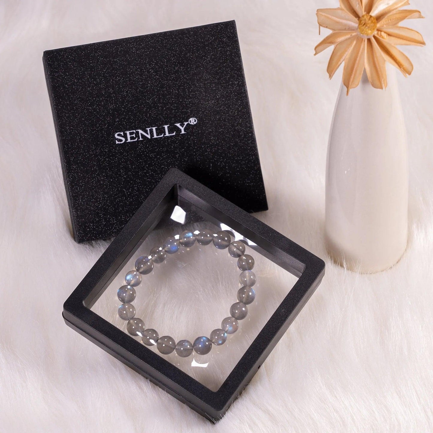 ‌Solid Color Gemstone Beaded Bracelet - Labradorite - SENLLY