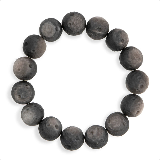SENLLY Lunar Shadow - Silver Obsidian Moon-Texture 10mm Beaded Bracelet, Handmade Natural Stone Jewelry for Grounding, Protection & Clarity
