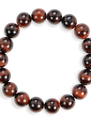 SENLLY Ember Strength - Natural Red Tiger Eye 10mm Beaded Bracelet, Handmade Gemstone Jewelry for Confidence, Motivation & Focus