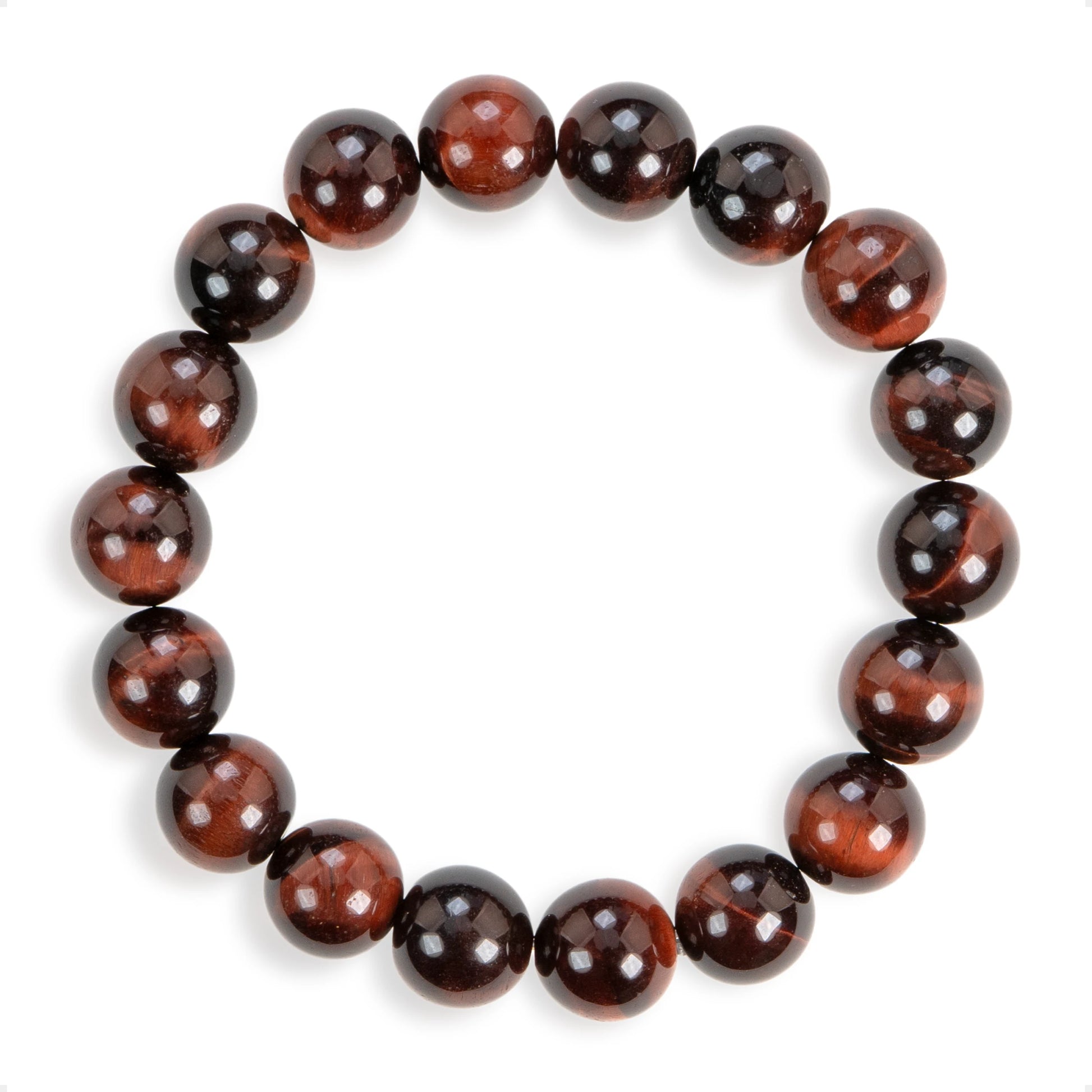 SENLLY Ember Strength - Natural Red Tiger Eye 10mm Beaded Bracelet, Handmade Gemstone Jewelry for Confidence, Motivation & Focus
