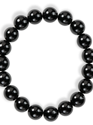 SENLLY Pure Onyx Black - Natural Black Agate 10mm Beaded Bracelet, Handmade Gemstone Jewelry for Grounding, Stability & Everyday Protection