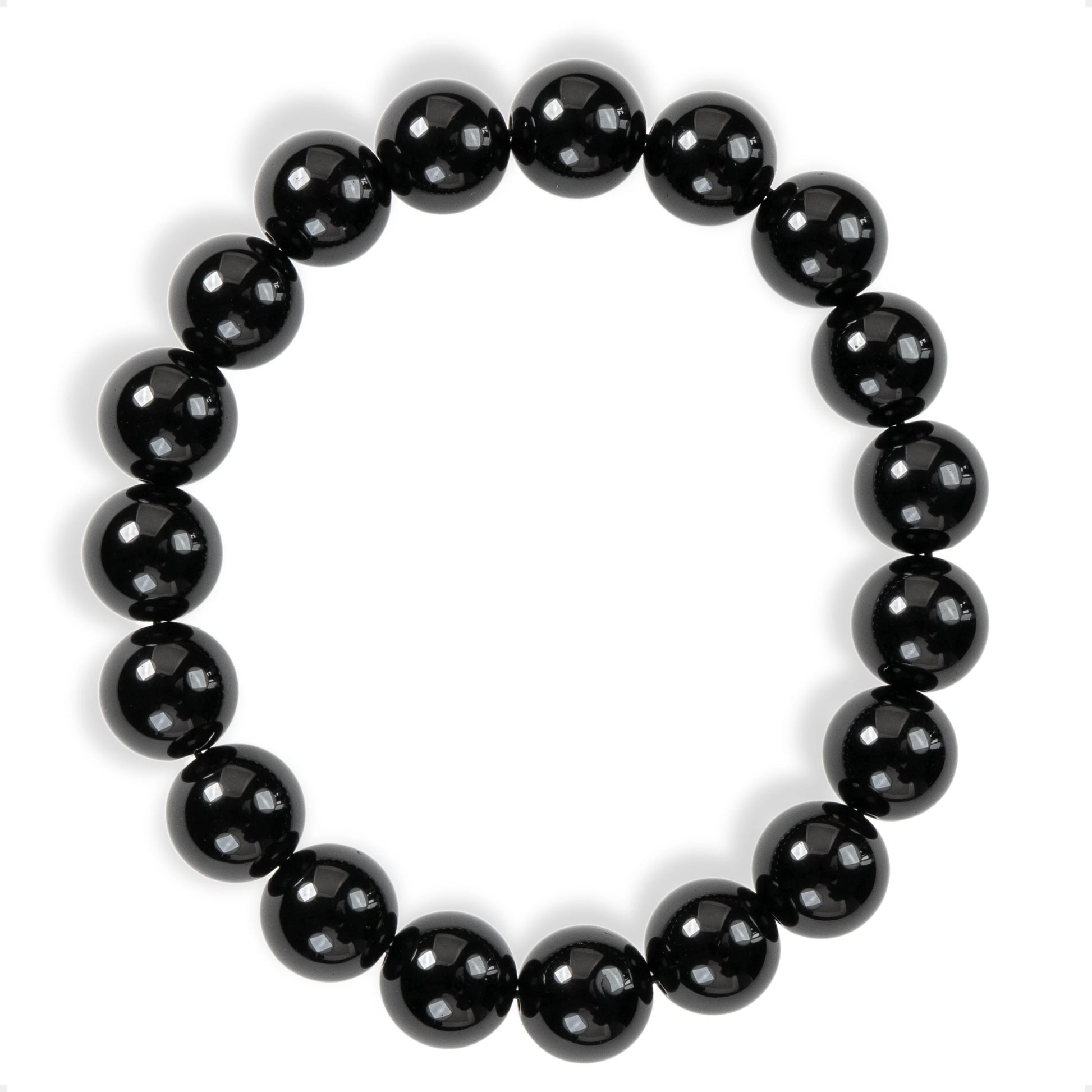 SENLLY Pure Onyx Black - Natural Black Agate 10mm Beaded Bracelet, Handmade Gemstone Jewelry for Grounding, Stability & Everyday Protection