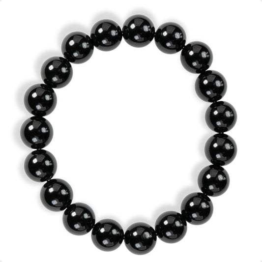 SENLLY Pure Onyx Black - Natural Black Agate 10mm Beaded Bracelet, Handmade Gemstone Jewelry for Grounding, Stability & Everyday Protection