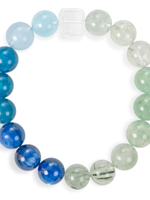 SENLLY Ocean Harmony - Kyanite, Blue Apatite, Aquamarine & Green Quartz Blend Beaded Bracelet, Handcrafted Natural Stone Jewelry for Clarity, Balance & Fresh Energy