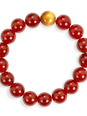 SENLLY Crimson Radiance - Beaded Stretch Bracelet with Red Agate & Gold Tiger Eye, Handcrafted Natural Stone Jewelry for Vitality, Confidence & Warm Strength