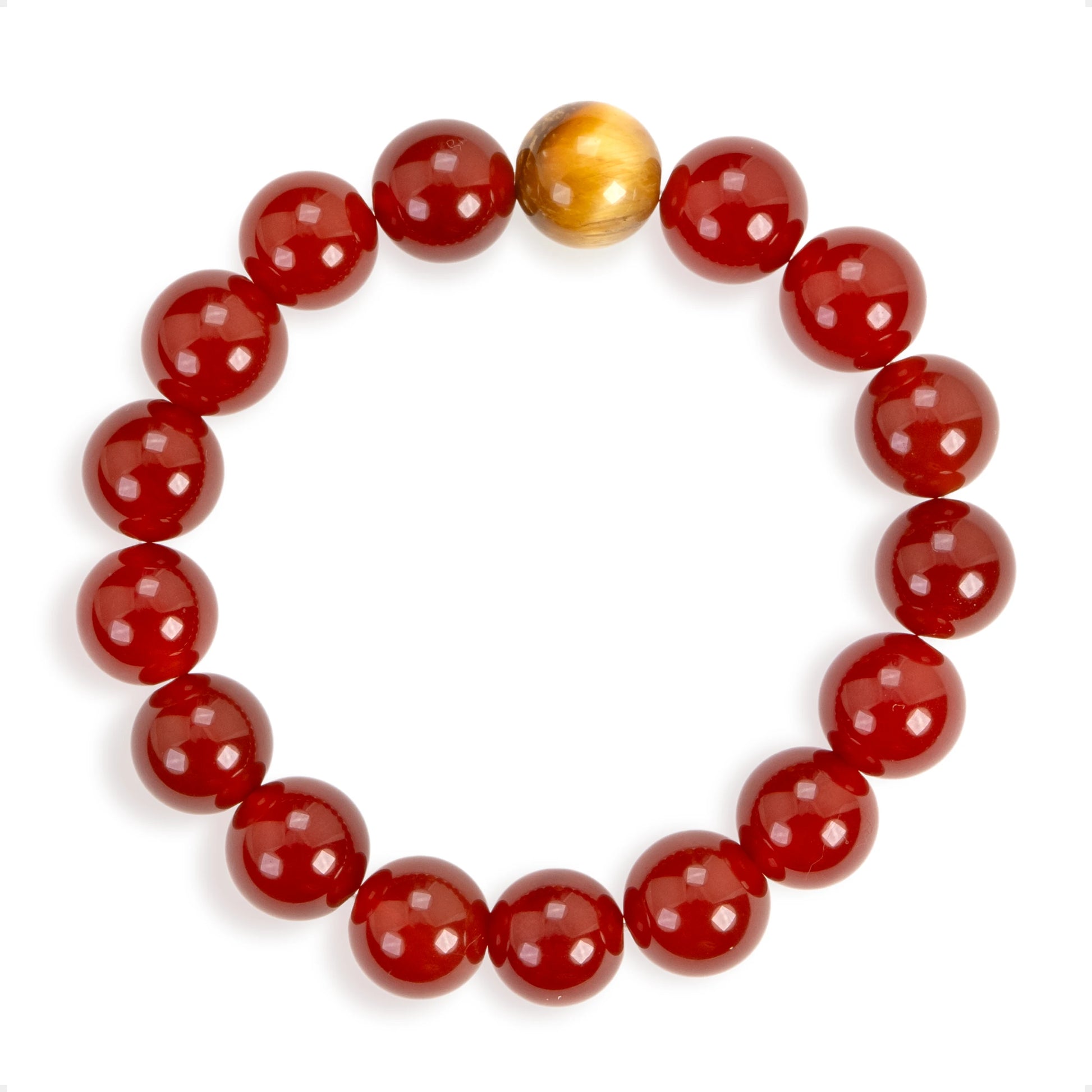 SENLLY Crimson Radiance - Beaded Stretch Bracelet with Red Agate & Gold Tiger Eye, Handcrafted Natural Stone Jewelry for Vitality, Confidence & Warm Strength