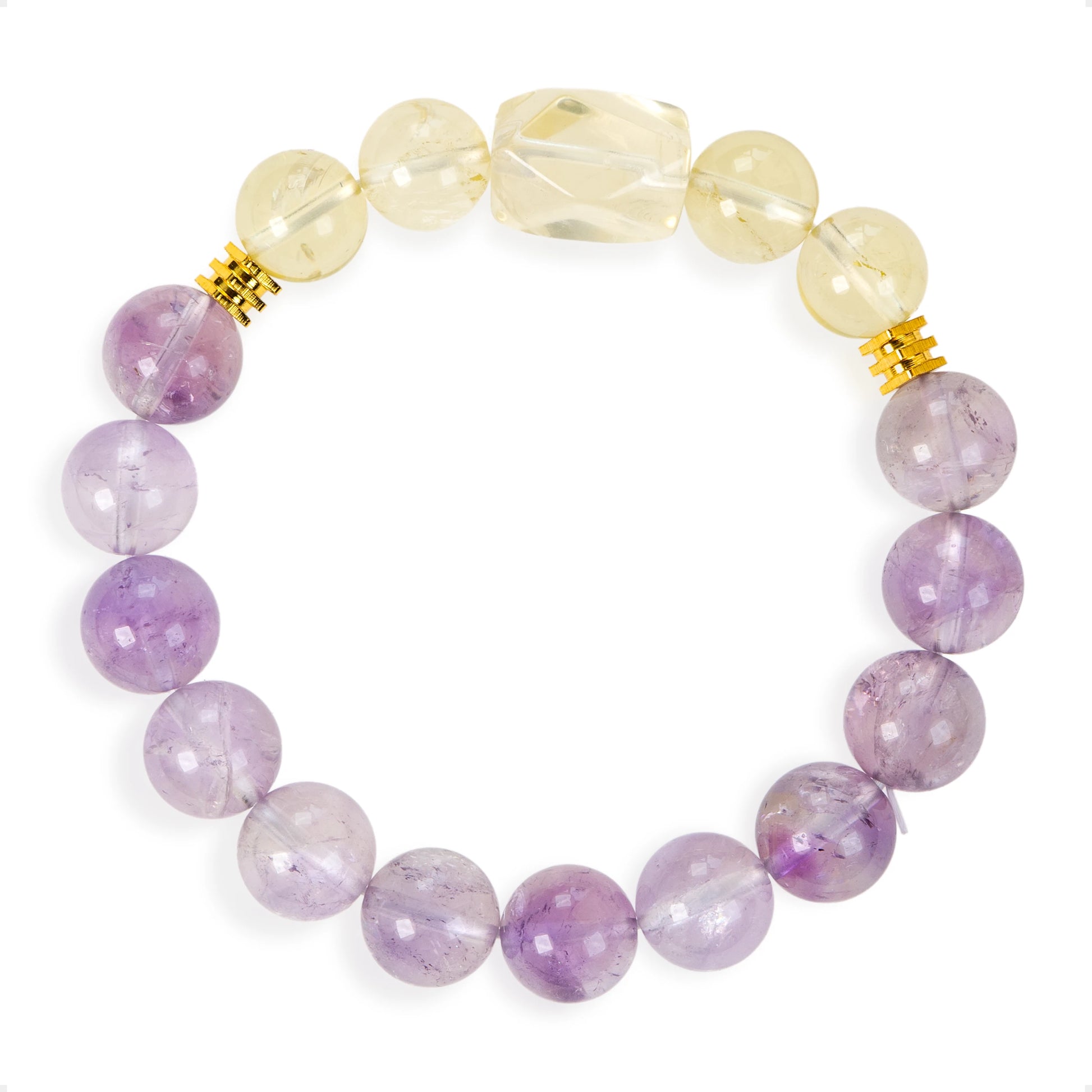 SENLLY Sunlit Aura - Beaded Stretch Bracelet with Natural Lavender Amethyst & Citrine, Handcrafted Natural Stone Jewelry for Calm, Clarity & Joy