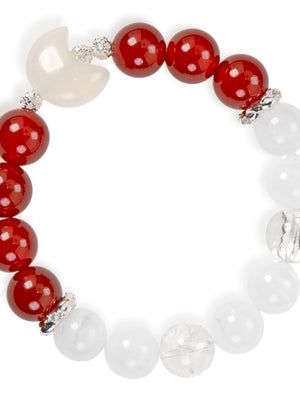 SENLLY Lunar Grace - Natural Red Agate & White Agate Beaded Bracelet, Handcrafted Natural Stone Jewelry for Calm, Strength & Emotional Balance