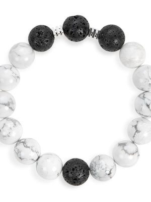 SENLLY Mono Calm - Beaded Stretch Bracelet with Lava Rock & Howlite, Handmade Natural Stone Jewelry for Grounding, Clarity & Relaxation
