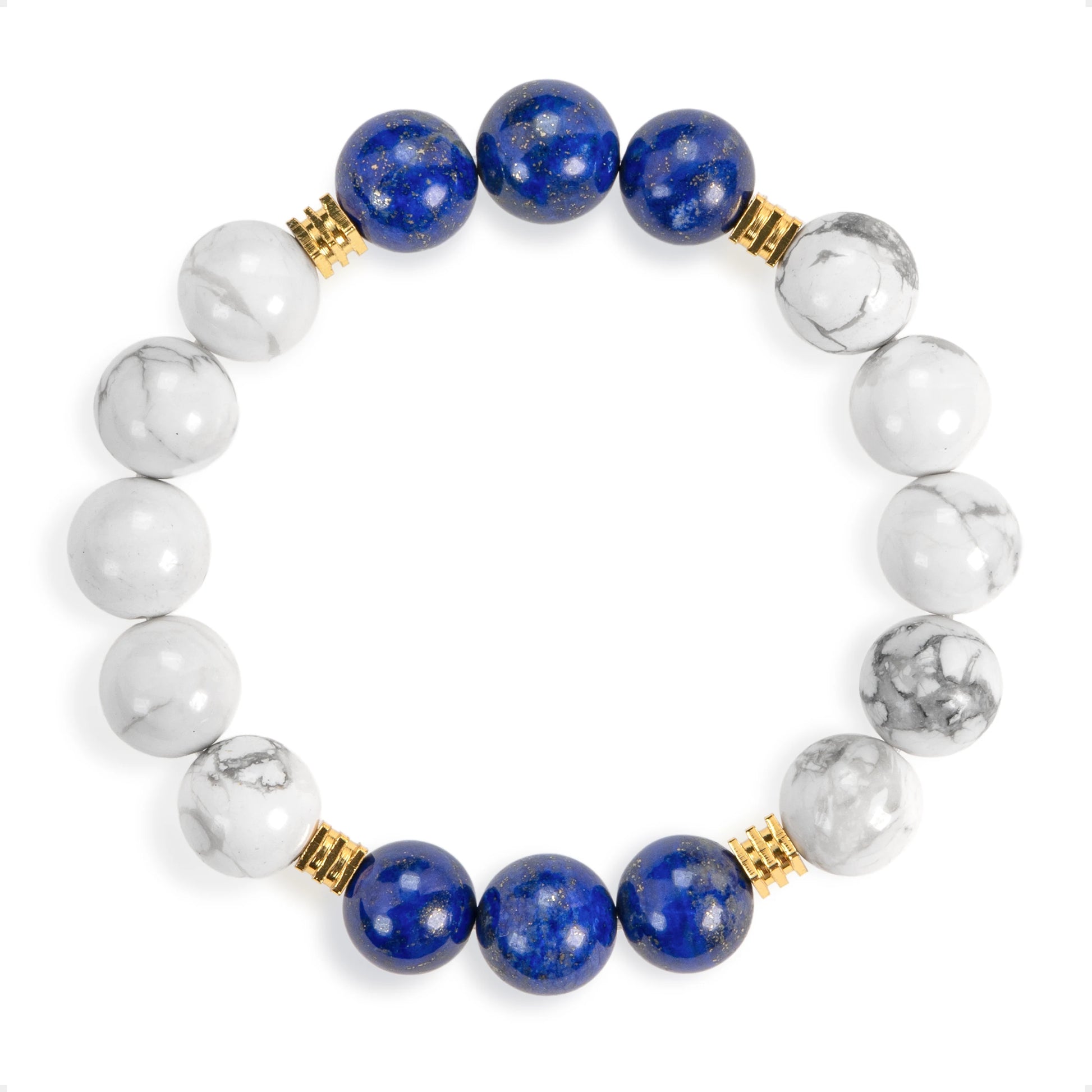 SENLLY Frosted Horizon â€?Beaded Stretch Bracelet with Howlite & Lapis Lazuli, Handmade Natural Stone Jewelry for Calm, Clarity & Balance