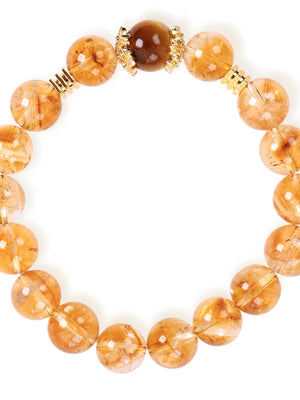 SENLLY Golden Tiger Glow - Beaded Stretch Bracelet with Citrine & Gold Tiger Eye Accent, Handmade Natural Stone Jewelry for Confidence, Vitality & Positive Energy
