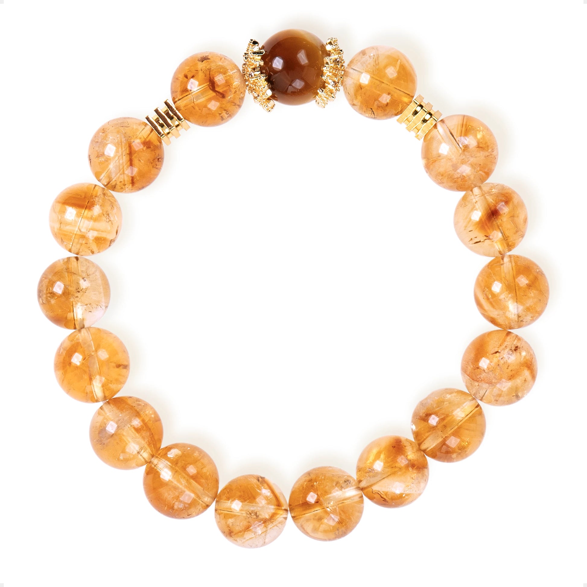 SENLLY Golden Tiger Glow - Beaded Stretch Bracelet with Citrine & Gold Tiger Eye Accent, Handmade Natural Stone Jewelry for Confidence, Vitality & Positive Energy