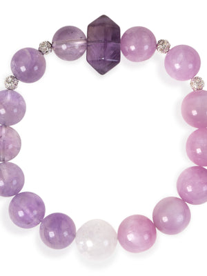 SENLLY Lavender Dream - Beaded Stretch Bracelet with Natural Lavender Amethyst, Kunzite & White Agate, Handcrafted Natural Stone Jewelry for Calm, Harmony & Emotional Clarity