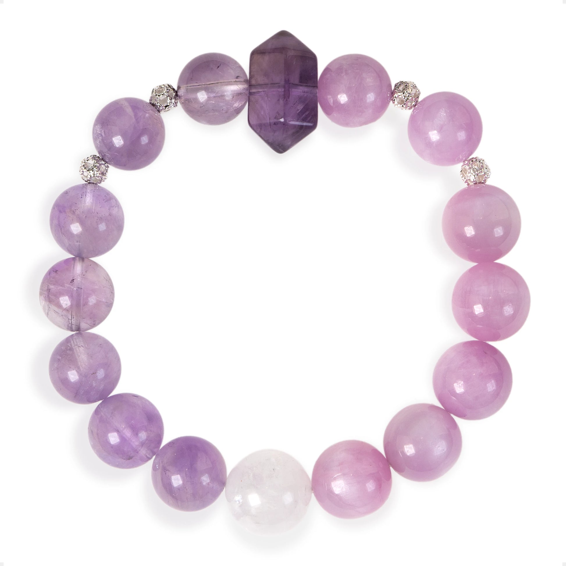 SENLLY Lavender Dream - Beaded Stretch Bracelet with Natural Lavender Amethyst, Kunzite & White Agate, Handcrafted Natural Stone Jewelry for Calm, Harmony & Emotional Clarity