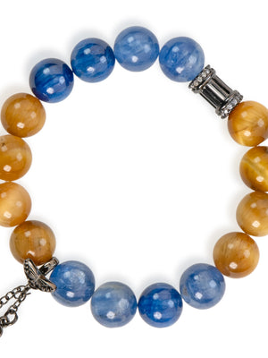 SENLLY Solar Current - Beaded Stretch Bracelet with Natural Kyanite & Gold Tiger Eye, Handcrafted Natural Stone Jewelry for Strength, Focus & Vitality