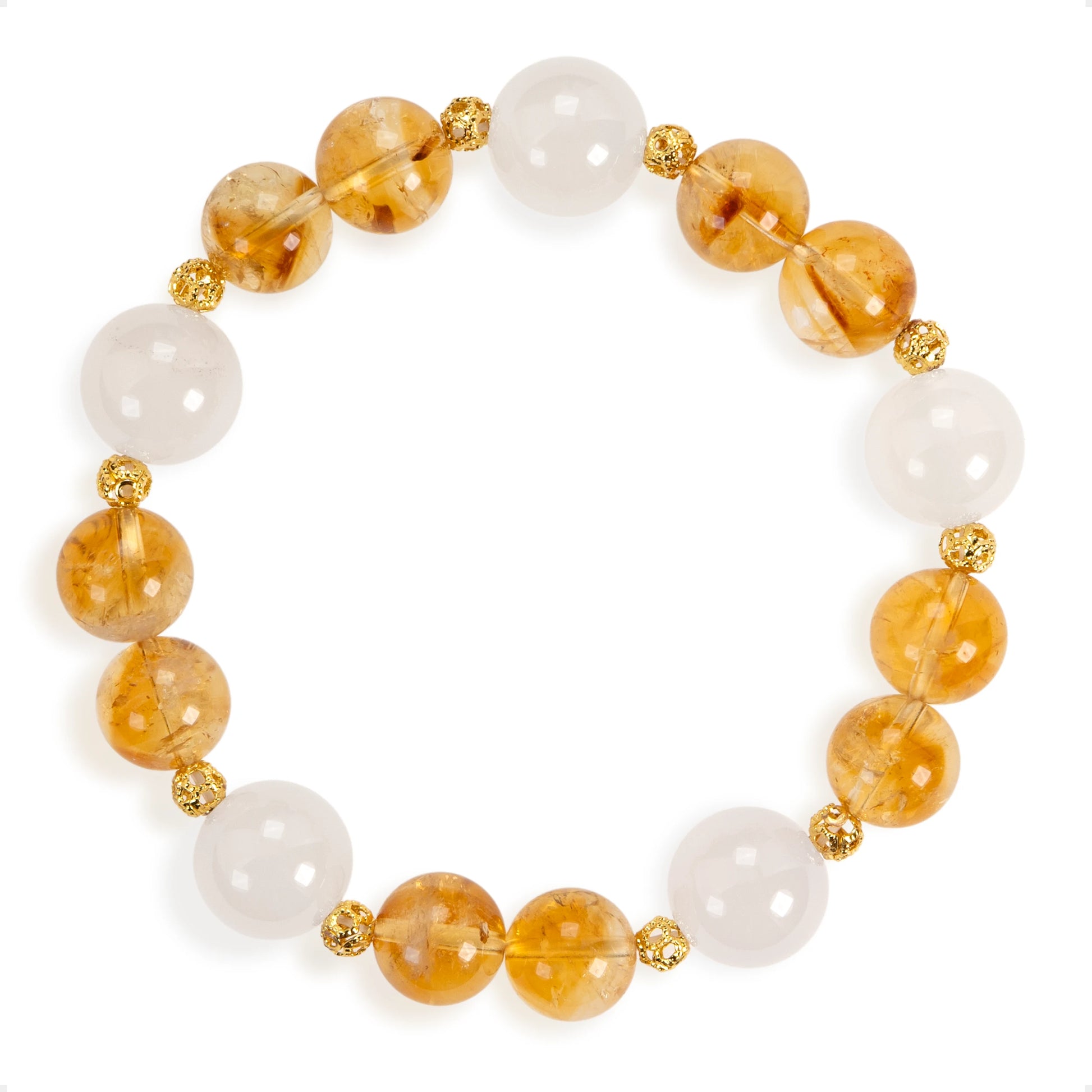 SENLLY Honey Glow - Beaded Stretch Bracelet with Natural Citrine & White Agate, Handcrafted Natural Stone Jewelry for Joy, Clarity & Positive Energy