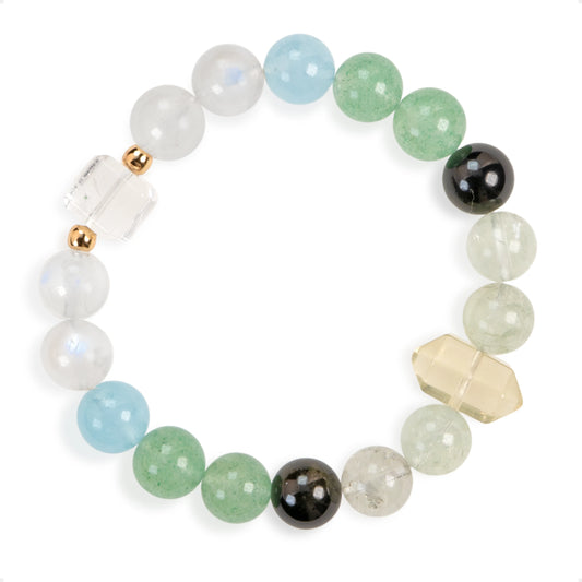SENLLY Ocean Tranquility - Natural Beaded Multi-Gemstone Bracelet, Handcrafted Natural Stone Jewelry for Calm, Clarity & Emotional Harmony