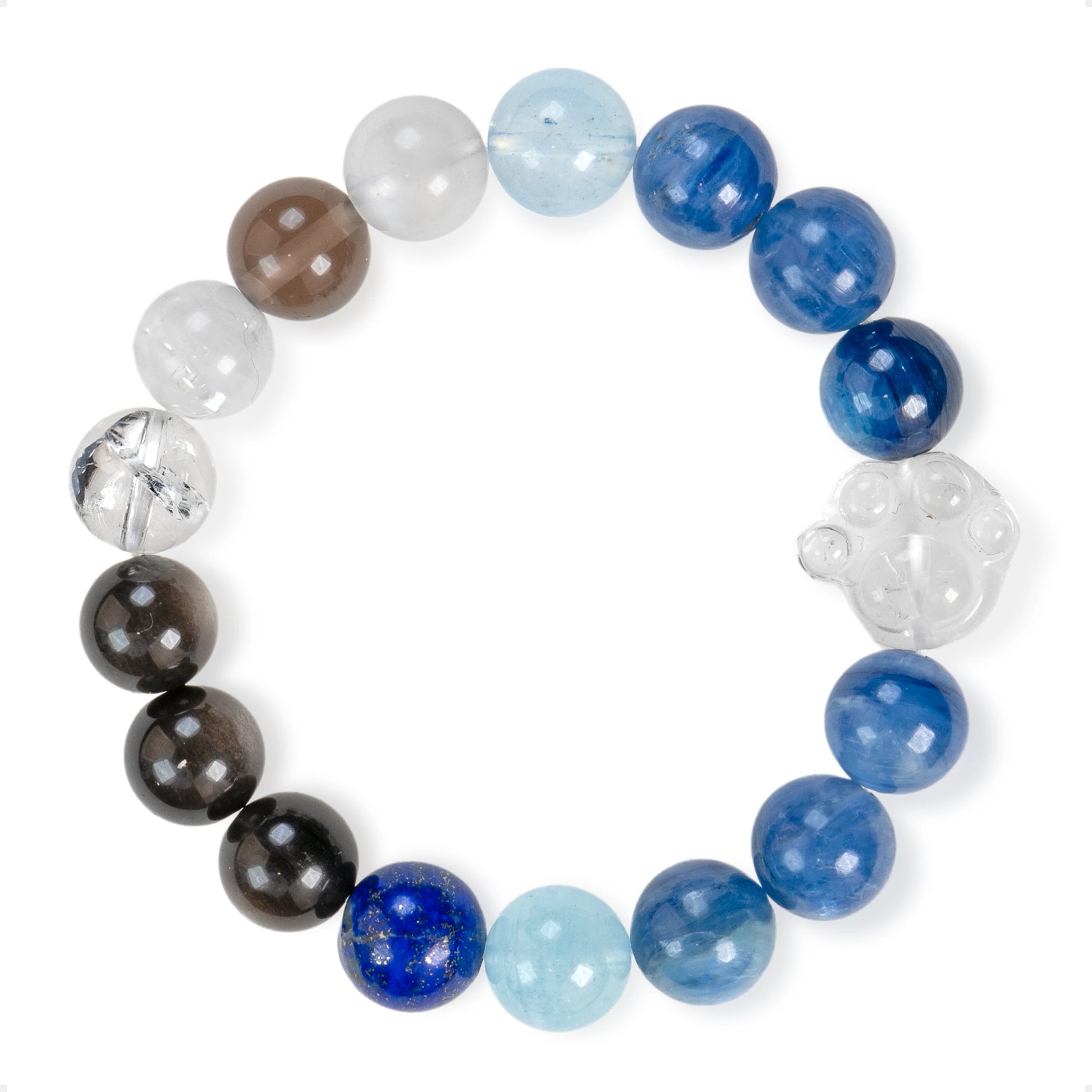 SENLLY Ocean Clarity - Beaded Stretch Bracelet with Natural Aquamarine, Kyanite, Lapis Lazuli, Smoky Quartz & Clear Quartz, Handcrafted Natural Stone Jewelry for Calm, Focus & Emotional Balance