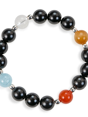 SENLLY Shadow Pulse - Beaded Stretch Bracelet with Natural Black Agate, Tiger Eye & Red Agate, Handcrafted Natural Stone Jewelry for Strength, Clarity & Balance