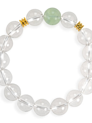 SENLLY Misty Clarity - Beaded Stretch Bracelet with Natural Green Fluorite & Clear Quartz, Handcrafted Natural Stone Jewelry for Calm, Clarity & Inner Balance