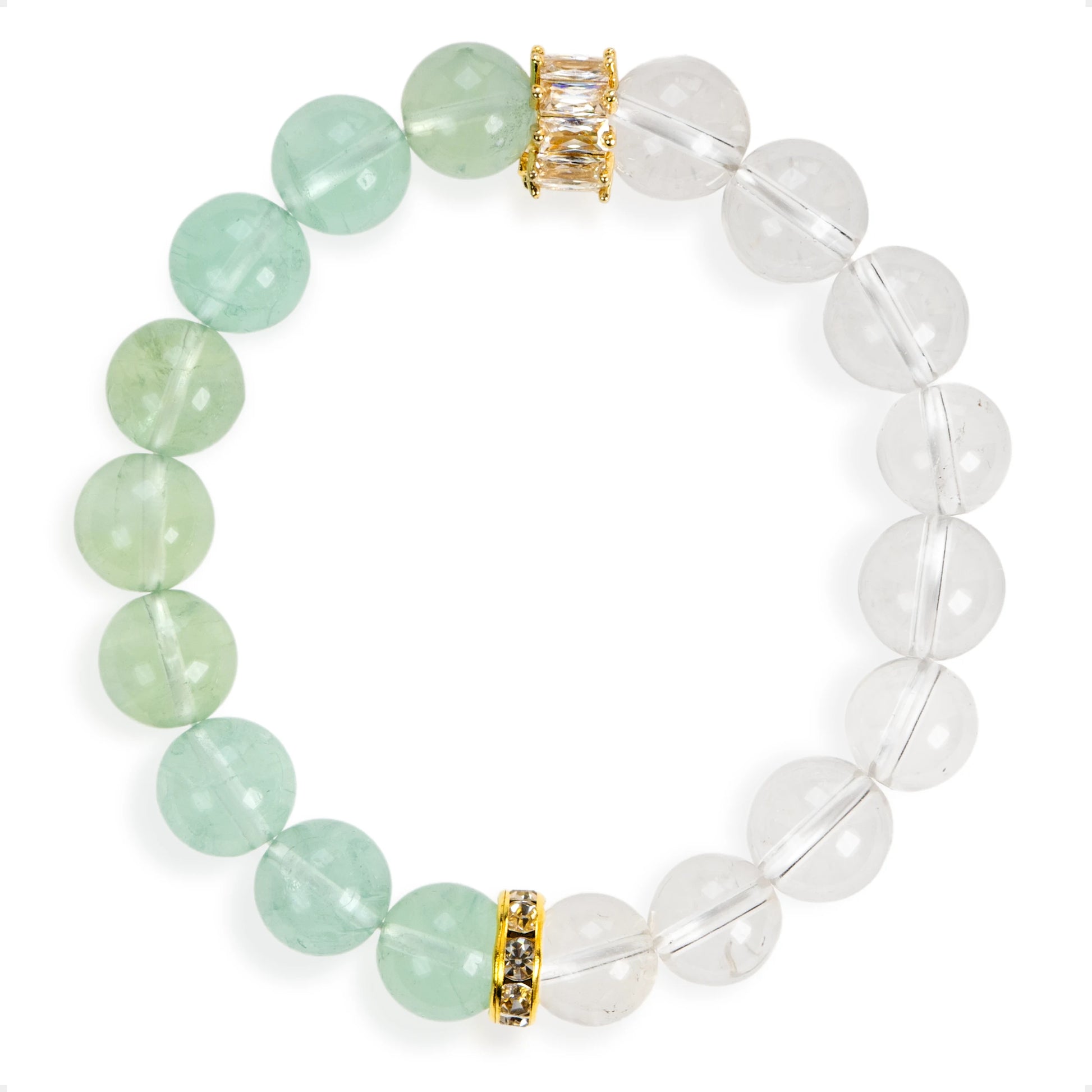 SENLLY Mind Clarity Green - Beaded Stretch Bracelet with Green Fluorite & Clear Quartz, Handmade Natural Stone Jewelry for Focus, Balance & Clean Energy