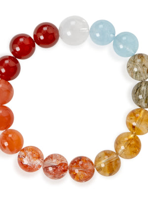 SENLLY Ember Tide - Beaded Stretch Bracelet with Red Agate, South Red Agate, and Citrine, Handmade Natural Stone Jewelry for Vitality, Warmth & Balanced Energy