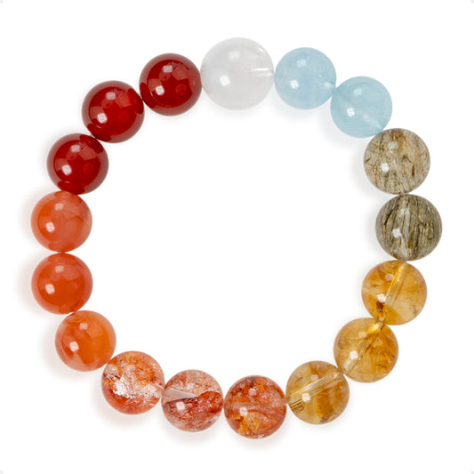 SENLLY Ember Tide - Beaded Stretch Bracelet with Red Agate, South Red Agate, and Citrine, Handmade Natural Stone Jewelry for Vitality, Warmth & Balanced Energy
