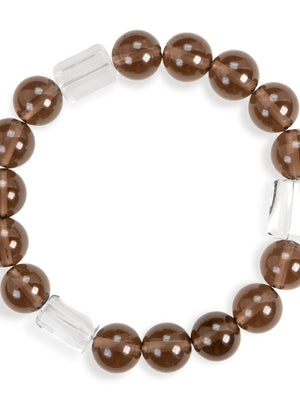 SENLLY Misty Clarity - Smoky Quartz & Clear Quartz Bracelet, Handcrafted Natural Stone Jewelry with Translucent Brown Glow & Crystal Accents