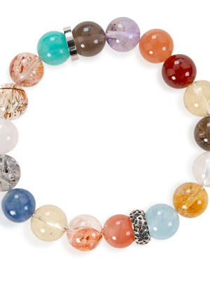 SENLLY Cosmic Spectrum - Multi-Gemstone Beaded Bracelet, Handmade with Amazonite, Citrine, Amethyst, Aquamarine & More, Natural Stone Jewelry for Balance & Energy Harmony