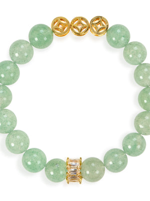 SENLLY Green Serenity - Beaded Stretch Bracelet with Green Strawberry Quartz, Handmade Natural Stone Jewelry for Calm, Renewal & Gentle Balance