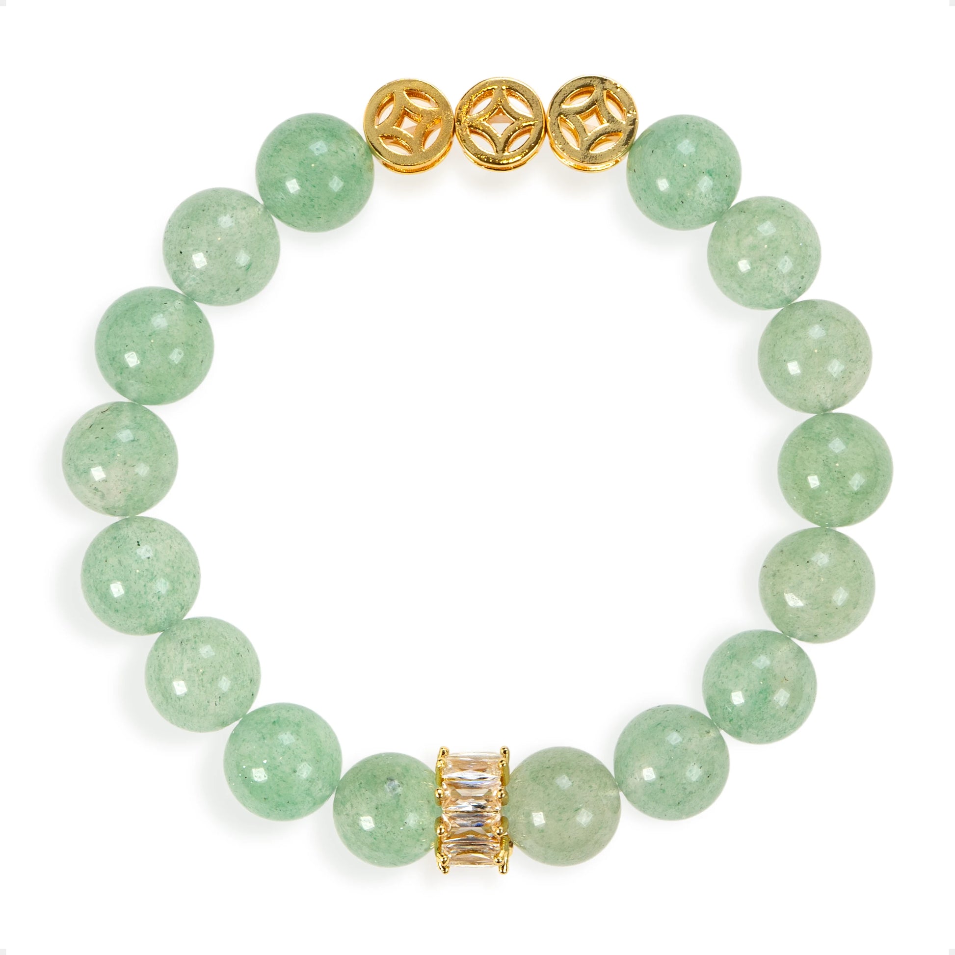 SENLLY Green Serenity - Beaded Stretch Bracelet with Green Strawberry Quartz, Handmade Natural Stone Jewelry for Calm, Renewal & Gentle Balance