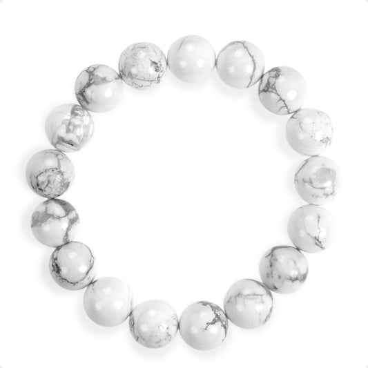 SENLLY Pure Balance - 10mm Natural Howlite Beaded Bracelet, Handmade Stone Jewelry for Calm, Clarity & Modern Minimalist Style