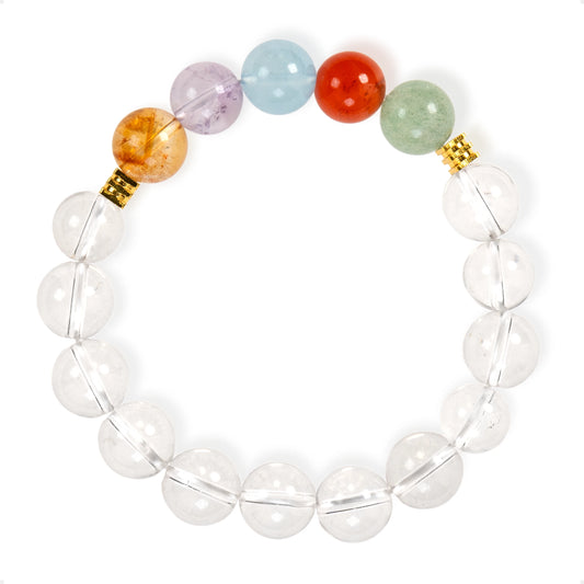 SENLLY Aurora Harmony - Multi-Gemstone Beaded Stretch Bracelet, Handmade Natural Stone Jewelry for Balance, Clarity & Positive Energy