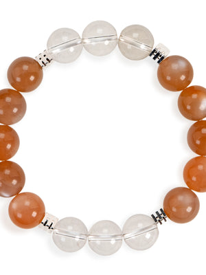 SENLLY Solar Glow - Sunstone & Clear Quartz Beaded Bracelet, Made-to-Order Natural Stone Jewelry for Warmth, Clarity & Positive Energy