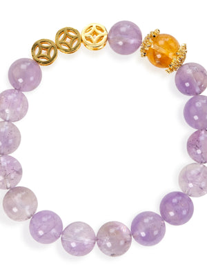 SENLLY Soft Dawn - Beaded Stretch Bracelet with Lavender Amethyst & Citrine, Handmade Natural Stone Jewelry for Clarity, Balance & Comfort
