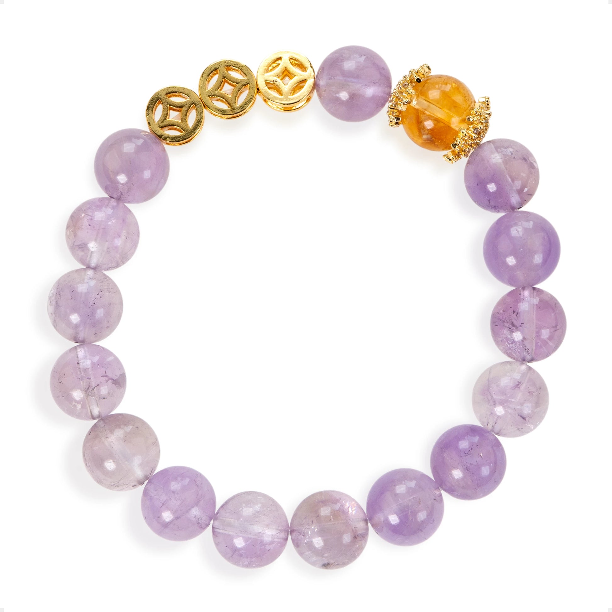 SENLLY Soft Dawn - Beaded Stretch Bracelet with Lavender Amethyst & Citrine, Handmade Natural Stone Jewelry for Clarity, Balance & Comfort