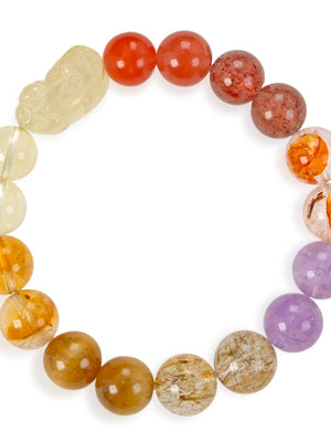SENLLY Radiant Harmony - Beaded Stretch Bracelet with Natural Citrine, Red Agate & Amethyst, Handcrafted Natural Stone Jewelry for Balance, Clarity & Positive Energy