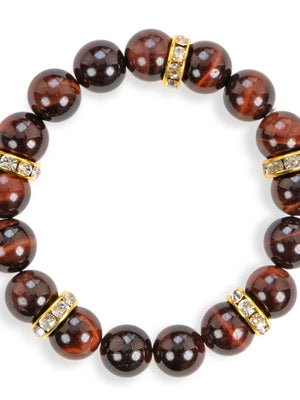 SENLLY Red Ember - Beaded Stretch Bracelet with Red Tiger Eye, Handmade Natural Stone Jewelry for Strength, Confidence & Focus