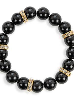 SENLLY Midnight Onyx - Beaded Stretch Bracelet with Black Agate, Handmade Natural Stone Jewelry for Protection, Balance & Grounding