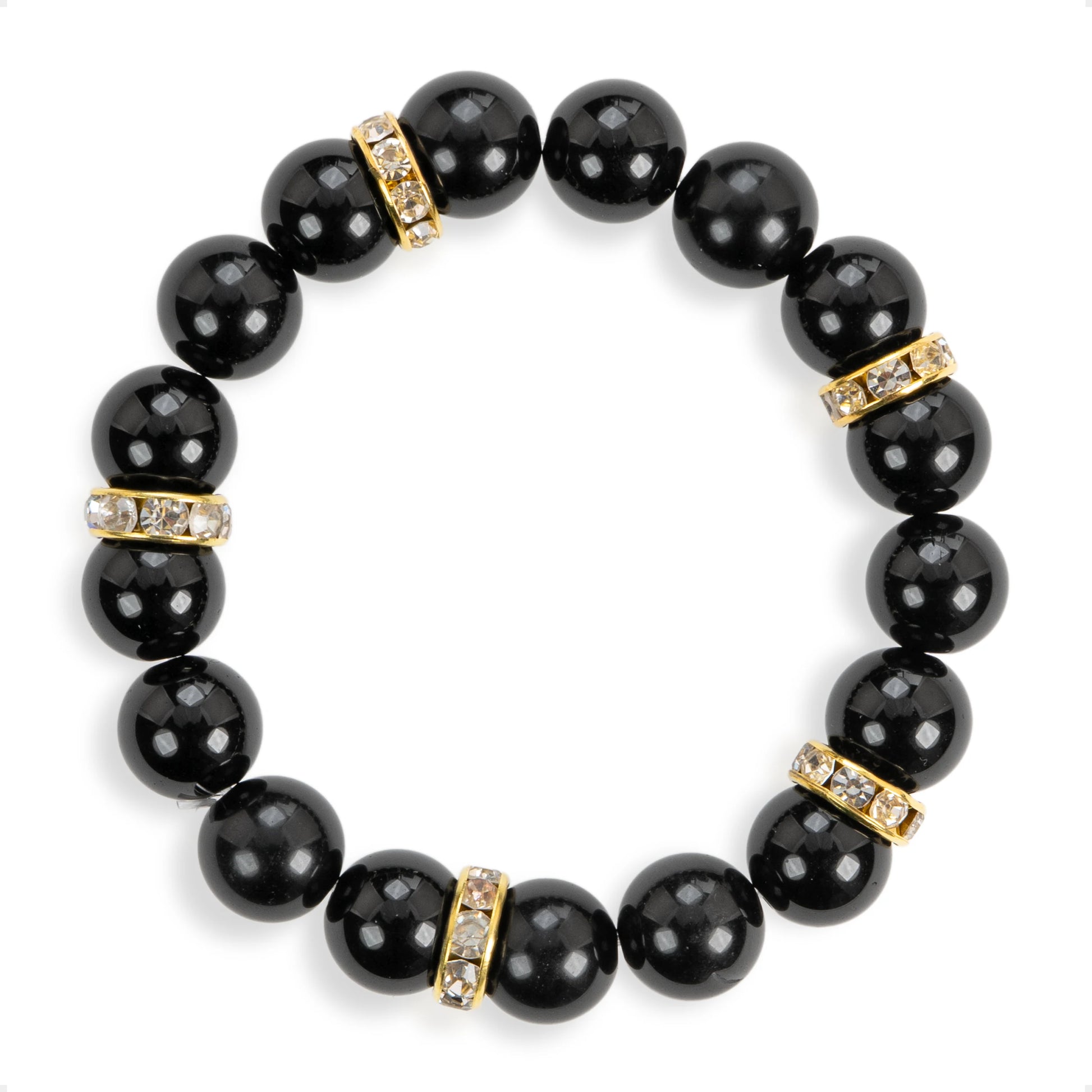 SENLLY Midnight Onyx - Beaded Stretch Bracelet with Black Agate, Handmade Natural Stone Jewelry for Protection, Balance & Grounding