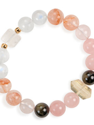 SENLLY Blush Aurara - Natural Beaded Multi-Gemstone Bracelet, Handcrafted Natural Stone Jewelry for Harmony, Clarity & Emotional Balance