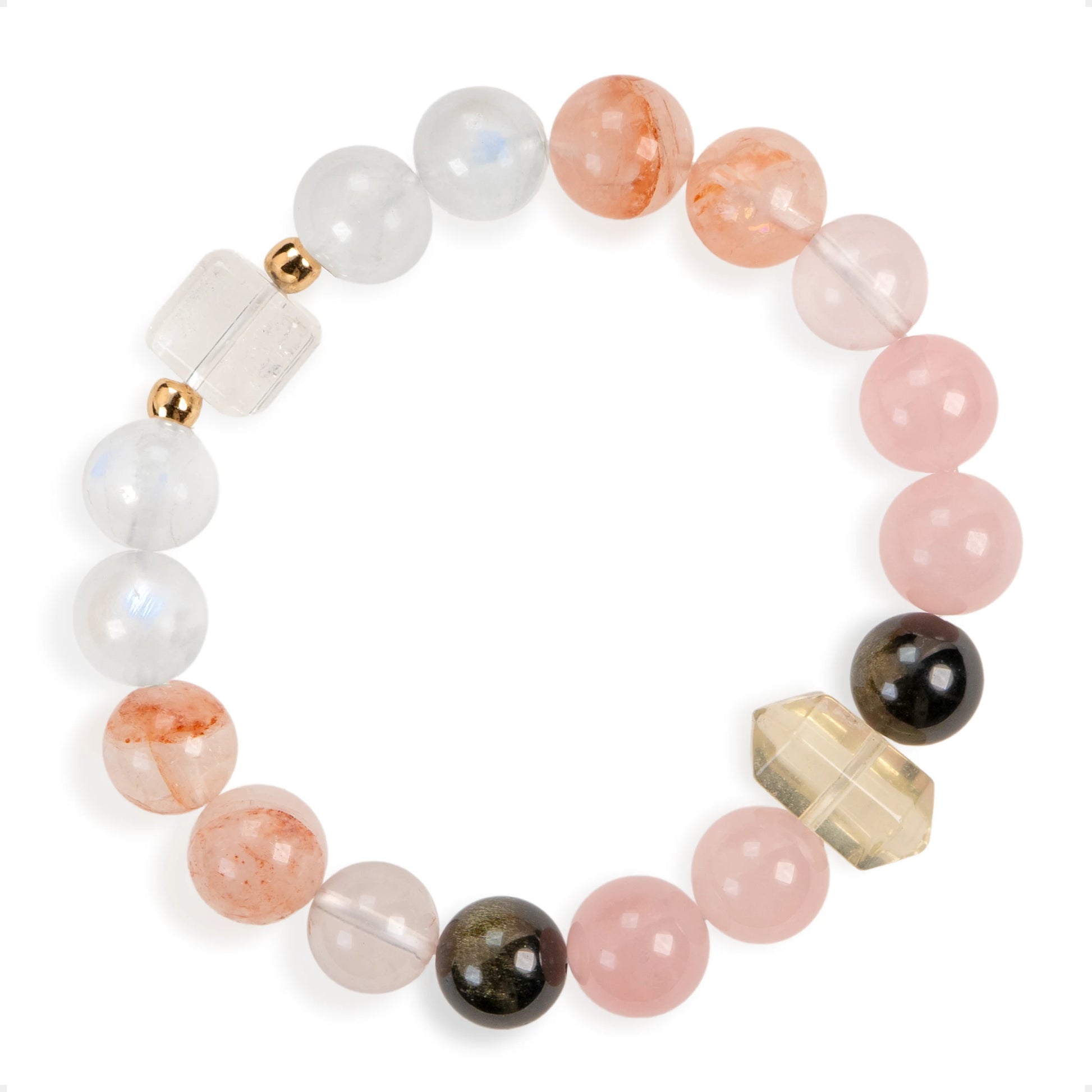 SENLLY Blush Aurara - Natural Beaded Multi-Gemstone Bracelet, Handcrafted Natural Stone Jewelry for Harmony, Clarity & Emotional Balance